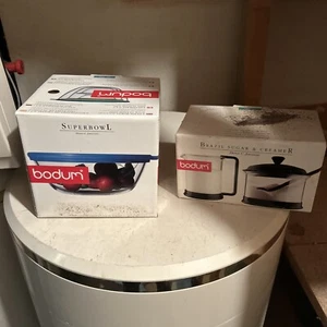 Bodum Glass Superbowl No. 2552 And Brazil Sugar & Creamer No. 4022 - New In Box - Foto 1 di 5