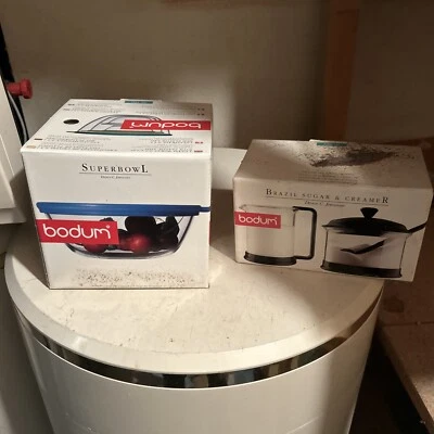 Bodum Glass Superbowl No. 2552 And Brasil Sugar & Creamer No. 4022 - Novo na caixa - Imagem 1 de 4