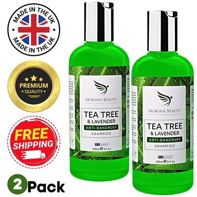 Tea Tree Anti Dandruff Shampoo - Made In UK For Dry Itchy Flaky Scalp Hair 2 Pcs - Image 1 of 4