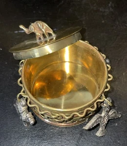 Vintage Brass Copper Elephant Trinket/Jewelry Box w/Charms - Picture 1 of 6