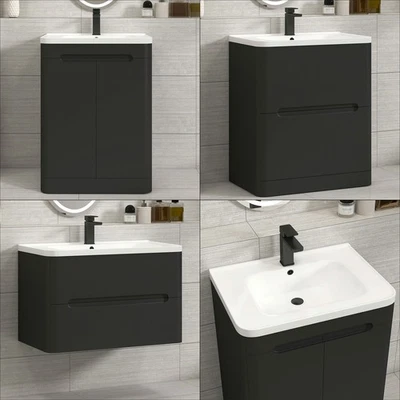 600/700/800 Modern Bathroom Vanity Unit Basin Cabinet Wall Hung Floor Standing - Image 1 of 4