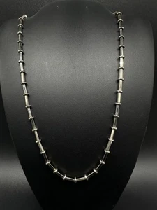 Sterling Silver .925 Barrel Link Necklace - Picture 1 of 9