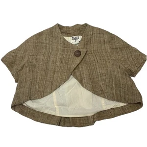EDUN Seda Tweed Bolero MEDIANO Blazer Chaqueta Botón Manga Corta Retro Y2K - Imagen 1 de 9
