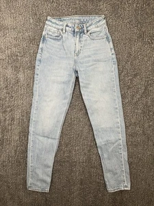 American Eagle Womens Size 000 Strigid Baggy Straight Jeans Light Wash High Rise - Picture 1 of 8