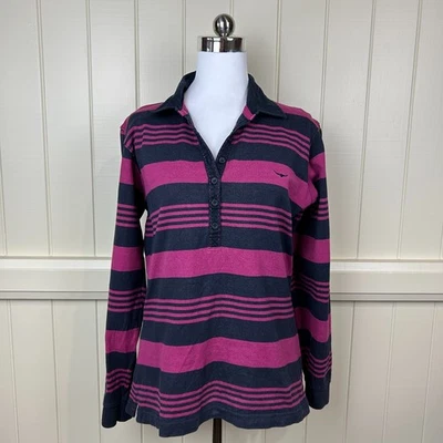 RM Williams Polo Shirt Women's Size 10 Navy Pink Stripe Long Sleeve Country - Image 1 of 4