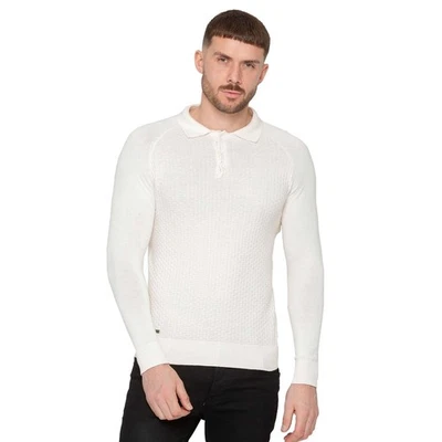 Suéter de punto de manga larga Enzo para hombre con cuello tejido gofre Foto 1 de 4