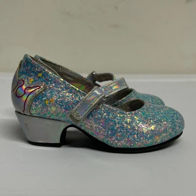 Disney Toddler Girl's Size 6 Princess Ballet Heel Shoes Blue Glitter Sparkle - Image 1 of 4