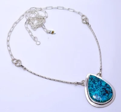 Ожерелье из стерлингового серебра 925 пробы с азуритом и бисби-шахтами регулируемое 16–24 дюйма sku62 - Изображение 1 из 4