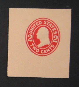US Stamped Envelope U413 2c 1907-16 Cut Square Carmine/Oriental Buff Full Corner - Picture 1 of 2