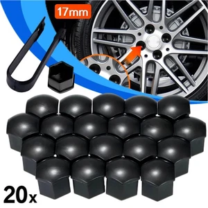 20x 17mm Black Gloss Alloy Wheel Nut Bolt Covers Caps Universal - Picture 1 of 10