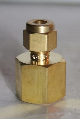 1/4" Tube x 3/8" FNPT  Brass Female Connector Fitting Ham-Let 766LB1/4X3/8 - Image 1 of 4