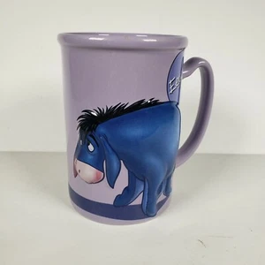 Disney Store Eeyore True Blue Coffee Mug 16 oz Ceramic 3D Embossed Pooh Purple - Picture 1 of 7