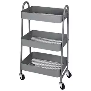 3Tier Plastic Rolling Utility Cart with Handle and Wheels for Office Living Room - Picture 1 of 6
