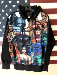 DC Comics JUSTICE LEAGUE Full Zip Hoodie Zip Sweatshirt NWT Sz M - Picture 1 of 2