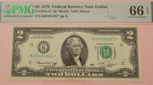 Fr#1935-K* 1976 Federal Reserve Dallas Star  Note PMG 66EPQ GEM UNC - Picture 1 of 2