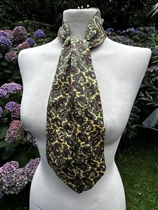Vintage 1960s Sammy Green Yellow Burgundy Paisley Cravat Mod Dandy A - Picture 1 of 12