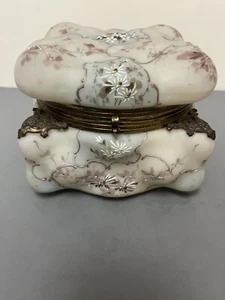 GROSSE ANTIKE SCHMUCKSCHATULLE VIKTORIANISCHE ZEIT WELLENWAPPEN KRAGEN & MANSCHETTE - Bild 1 von 4