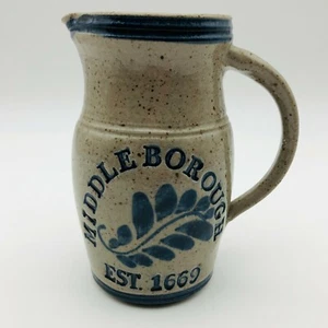 Westerwald Salt Glazed Stoneware Pitcher Middleborough MA Est 1669 Cobalt Blue - Picture 1 of 12