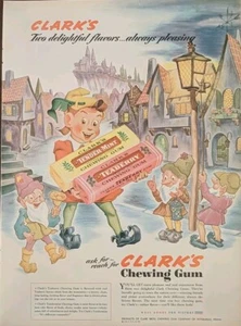 1943 Clark's Chewing Gum Cartoon Backdrop Small Elves Ancient Town - Picture 1 of 1