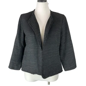 Eileen Fisher Tweed Blazer Jacket Sz M Medium Open Front Black Sparkle Shimmer - Picture 1 of 9