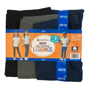 NEW Member's Mark 3 Pack Girls Favorite Legging Blk/Nvy/Grey 10/12 - Picture 1 of 1