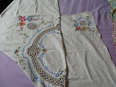 Beautiful Embroidered Vintage Tablecloth 46 x...