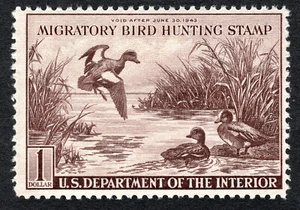 US 1942 Duck Stamp #RW9 MH CV $95 - Picture 1 of 2