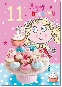 Doodlecards 11th Birthday Card Age 11 for Girl Cupcakes - Picture 1 of 4