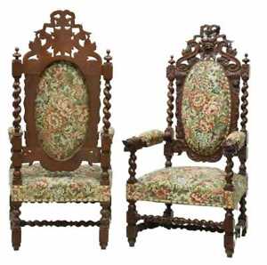 Antique Armchairs, French Louis XIII Style Pair, Highly Carved, 1800's!!