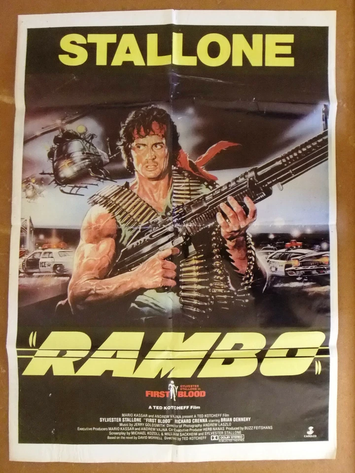 Rambo First Blood (Sylvester Stallon) 39x27" Libanesisches Original Filmplakat 80er - Bild 1 von 1