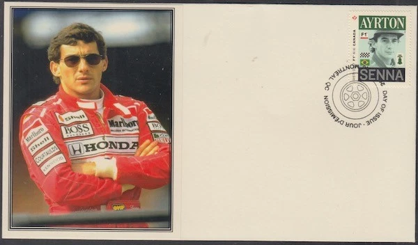 CANADA # 2995.10 - FORMULA 1 AYRTON SENNA POSTAGE STAMP on SUPERB ENVELOPE #10 - Image 1 of 1