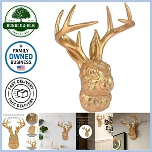 Animal Wall Decor Resin Jackalope Gold Wall Sculpture Animal Head Mount - Picture 1 of 8