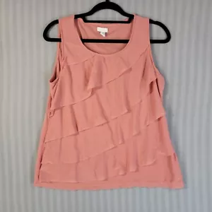 chicos pfirsichrosa Damen Top ärmellos Gr. 2 Netz Lagenlook vorne Stretch leicht - Bild 1 von 8