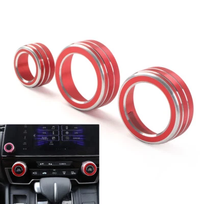 3x Interior AC Climate Switch Knob Ring Cover Trim For Honda CRV 2017-2022 Red - Image 1 of 4