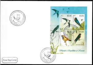Kosovo 2010 Animals Fauna Birds Red-rumped swallows Redwing FDC - Picture 1 of 1