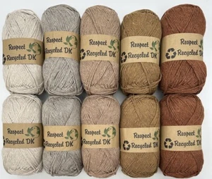 Respect Recycled DK Colourways - Knitting Crochet Yarn Wool - 10 x 100g Balls - Picture 1 of 11