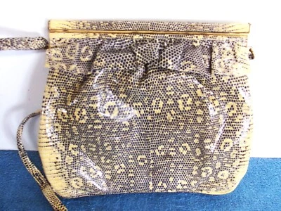 NEW OLD STOCK VINTAGE LE SAC WOMEN'S LEATHER SNAKESKIN SHOULDER BAG PURSE ITALY - Image 1 of 4