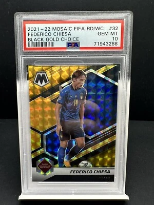 Federico Chiesa 2021 Panini Mosaic W/C 2022 #32 Black Gold Prizm 5/8 PSA 10 - Image 1 of 2