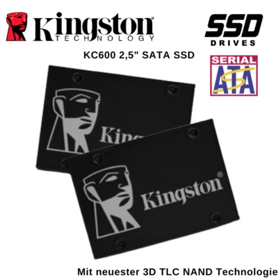 Kingston interne SSD Festplatte KC600 2,5 zoll 256GB 512GB 1TB SATA Server / PC