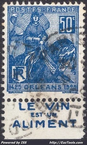 FRANCE N° 257 AVEC BANDELETTE PUB LE VIN AVEC OBLITERATION - Picture 1 of 2