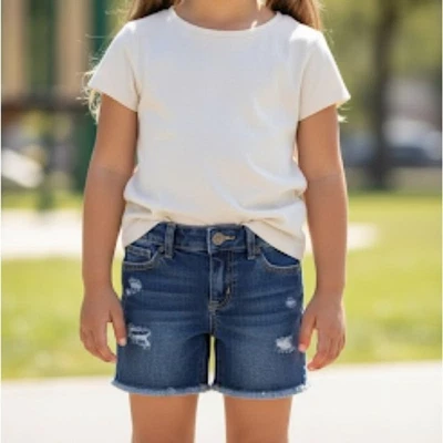 Cat & Jack Blue Stretch Denim Girls Jean Shorts Adjustable Waist S 6/6x - Image 1 of 4