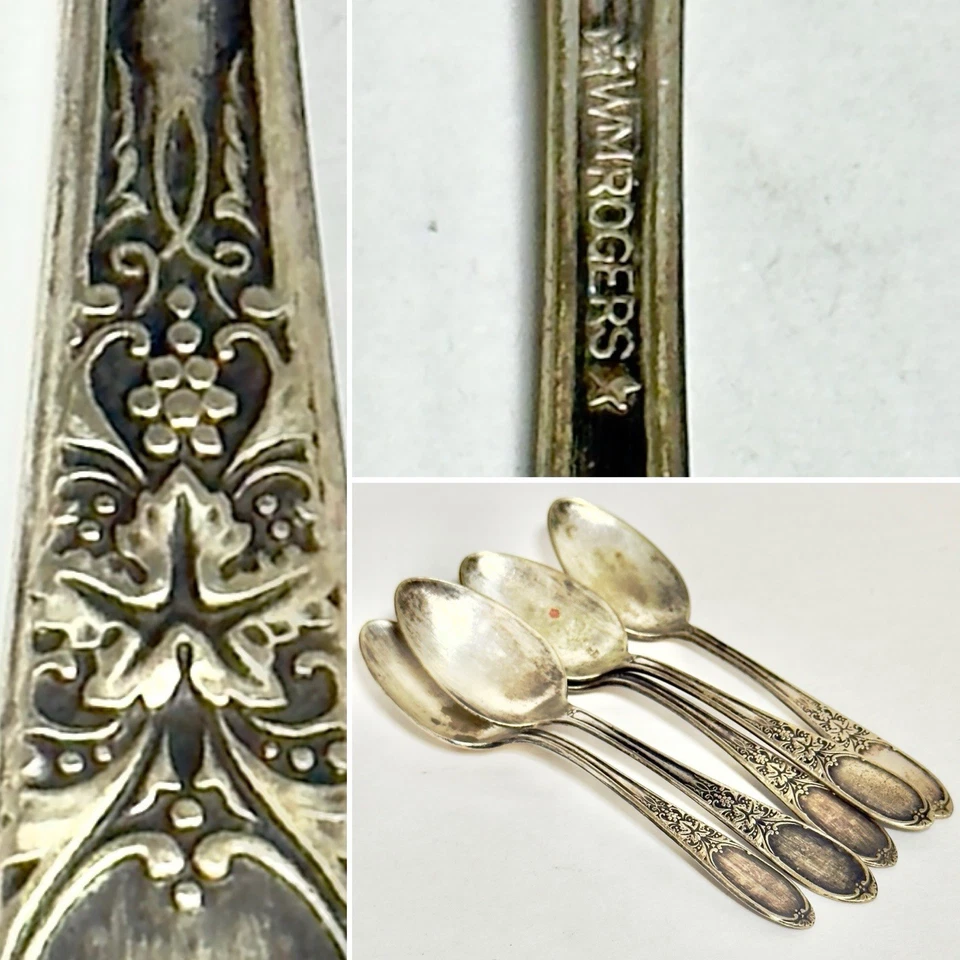 5 антикварных ложек для шампанского IS Wm Rogers 1934 бордовые 4 5/8 дюйма Demitasse - Изображение 1 из 4