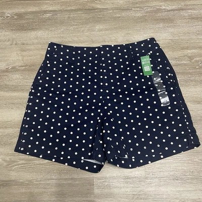 NWT GAP 5" Mid-Rise Downtown Khaki Shorts Womens Size 4 Navy White Polka Dot - Image 1 of 4