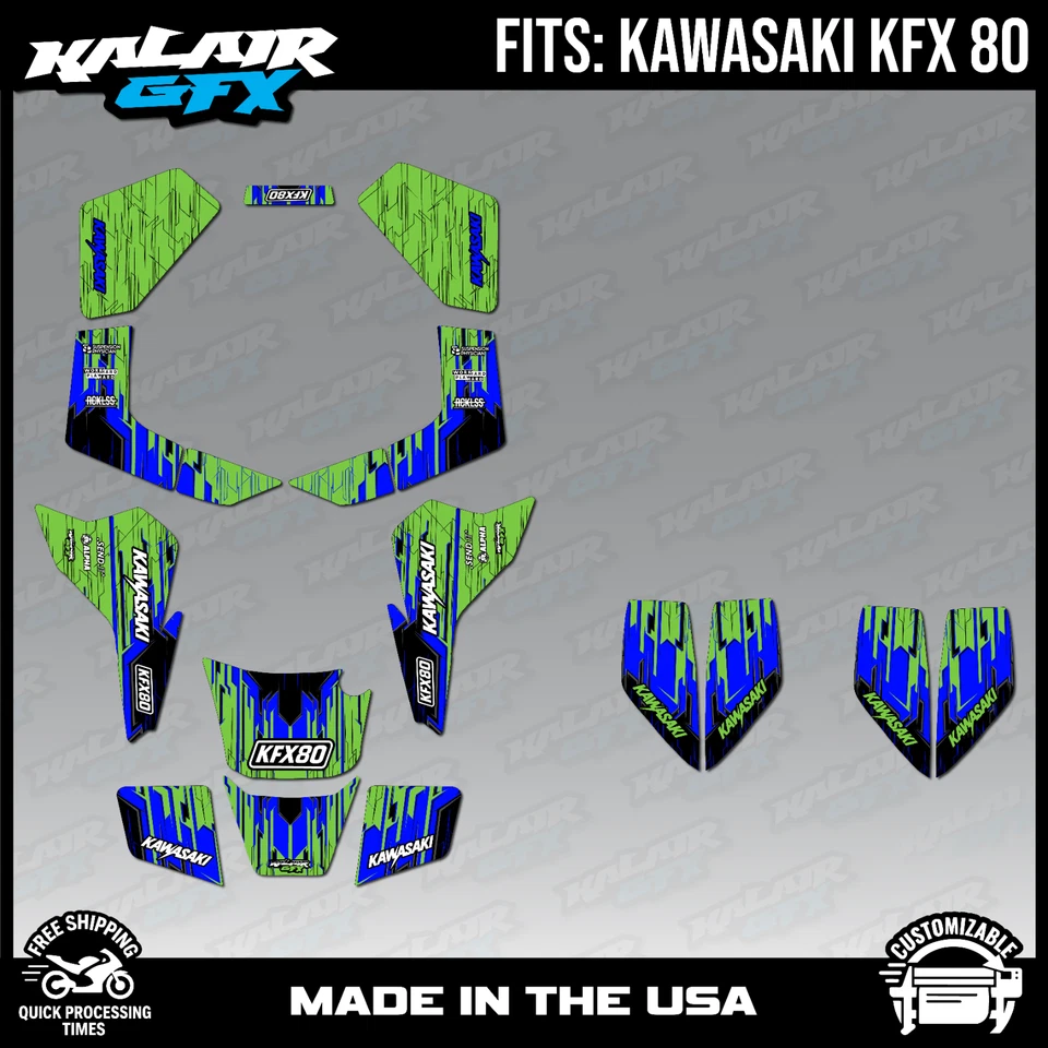 川崎KFX 80断裂系列图形套件-绿色 — 第 1/4 张图片