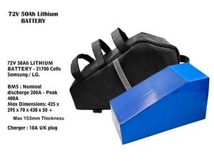 72V 50AH Li Akku mit BMS Entladung 200A - 400A PEAK + Ladegerät Customized - Bild 1 von 7
