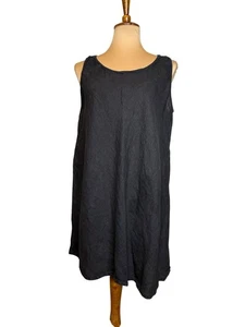 FLAX Black Sleeveless Linen Blend Tank Dress Size S - Picture 1 of 7