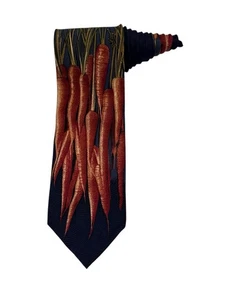 Structure Carrots Vegetables Food Vintage Novelty Necktie 100% Silk - Picture 1 of 7