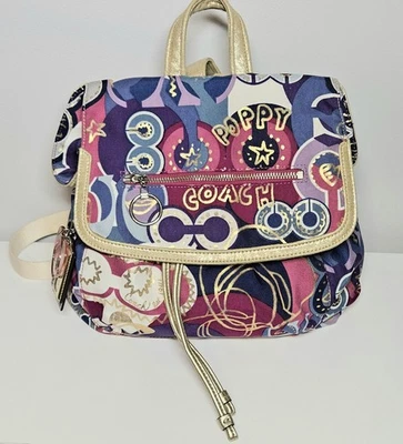 Mochila mediana Coach Poppy multicolor con detalles dorados Foto 1 de 4