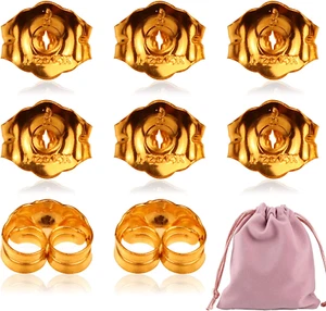 8-Piece 14K Yellow Gold Earring Backs Replacement Earring Backs - Picture 1 of 12