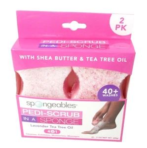 Spongeables Pedi-Scrub In A Sponge Lavender Tea Tree Oil shea butter 2 pk - Picture 1 of 3